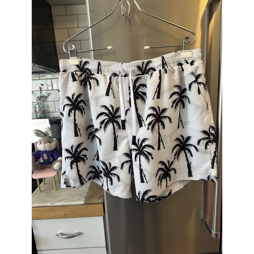 Savage Tactians RPGs And Palm Trees Swim Shorts 3XL Surf,Sand‎ Lt Wt Quick Dry